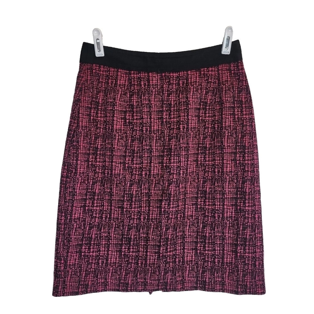 Halogen Size 4 Women's Tweed High Rise Pencil Skirt Pink Black Office Classic